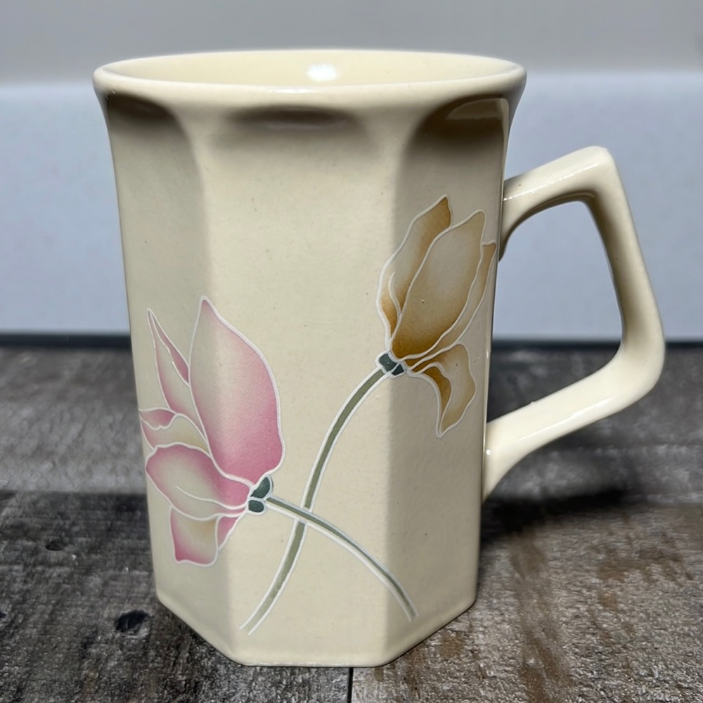 Vintage Porcelain Off White Floral Mug
